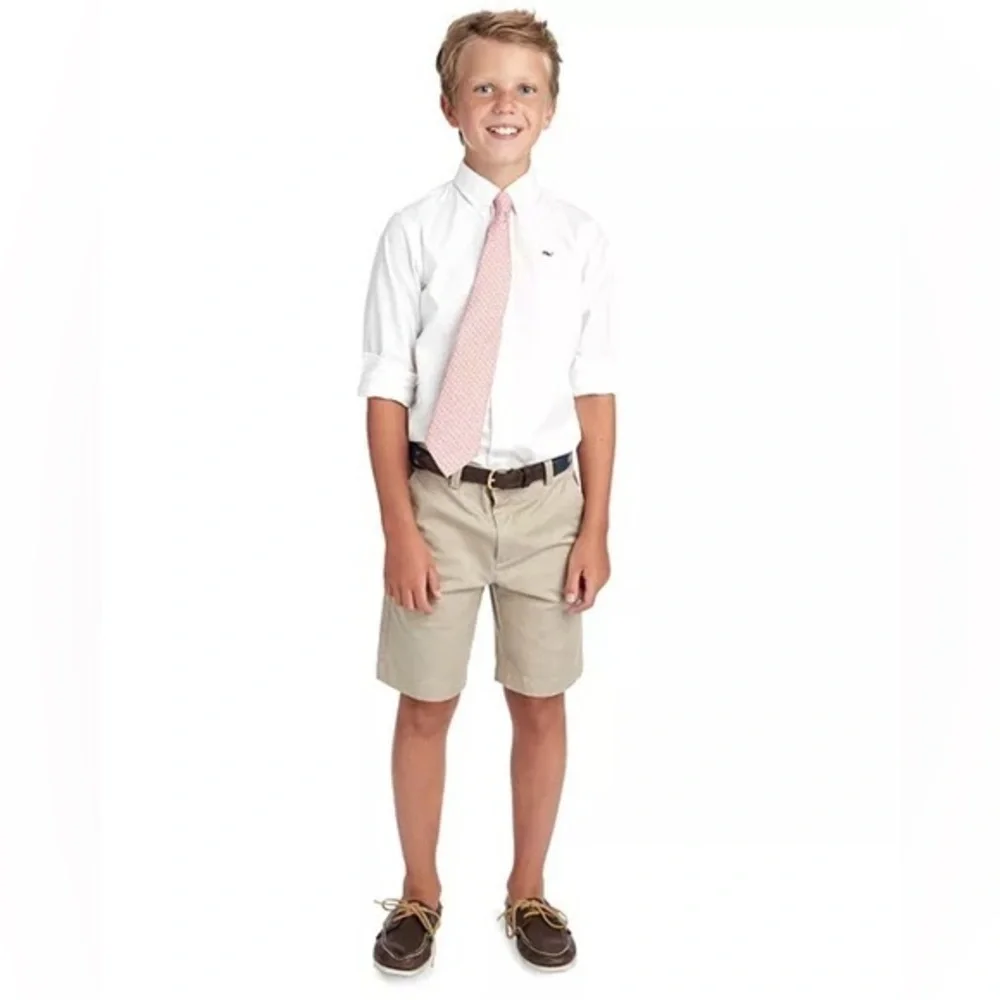 Vineyard Vines Boys White Oxford Whale Button Down Shirt Size 8